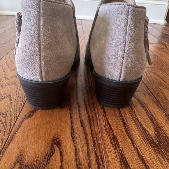 Vionic Shyanne Booties Women's 7 Greige Suede Leather Orthotic Boho Festival Zip - Picture 7 of 11